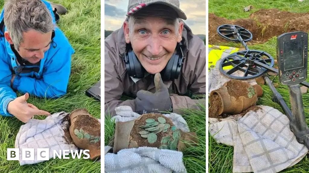 Metal detectorist digs up massive haul of Roman coins in 'virtually untouched' area of Wales